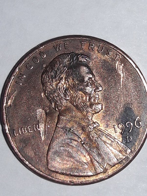 1996-D-Crazy-Looking-Penny-/-1916-Wheat-Penny